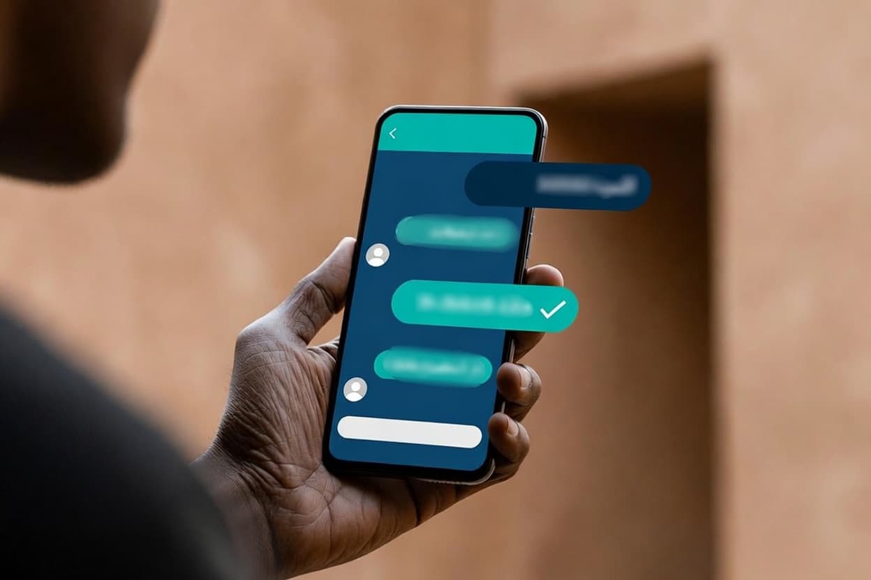 An Arabic-language chat interface, designed right to left